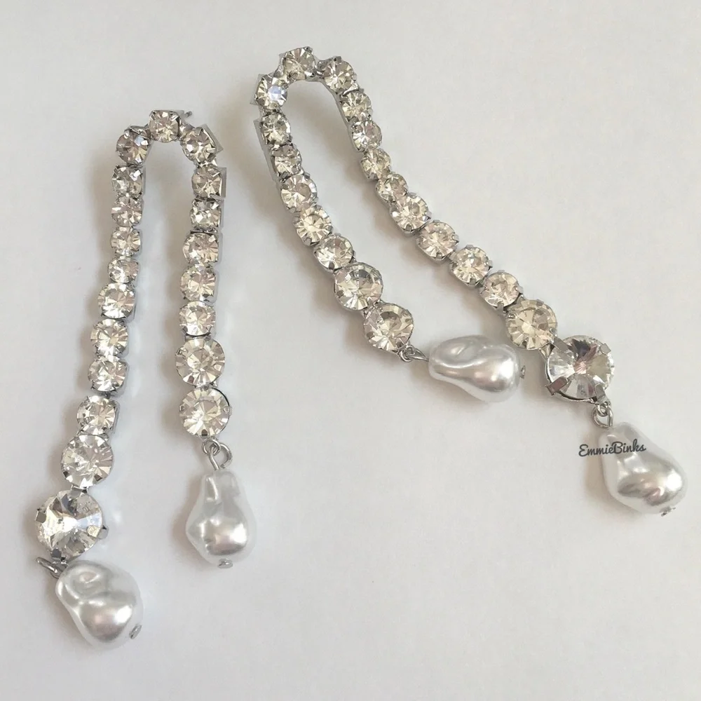 New Zara Rhinestone Crystal Drop Statement Earrings - Picture 11 of 16